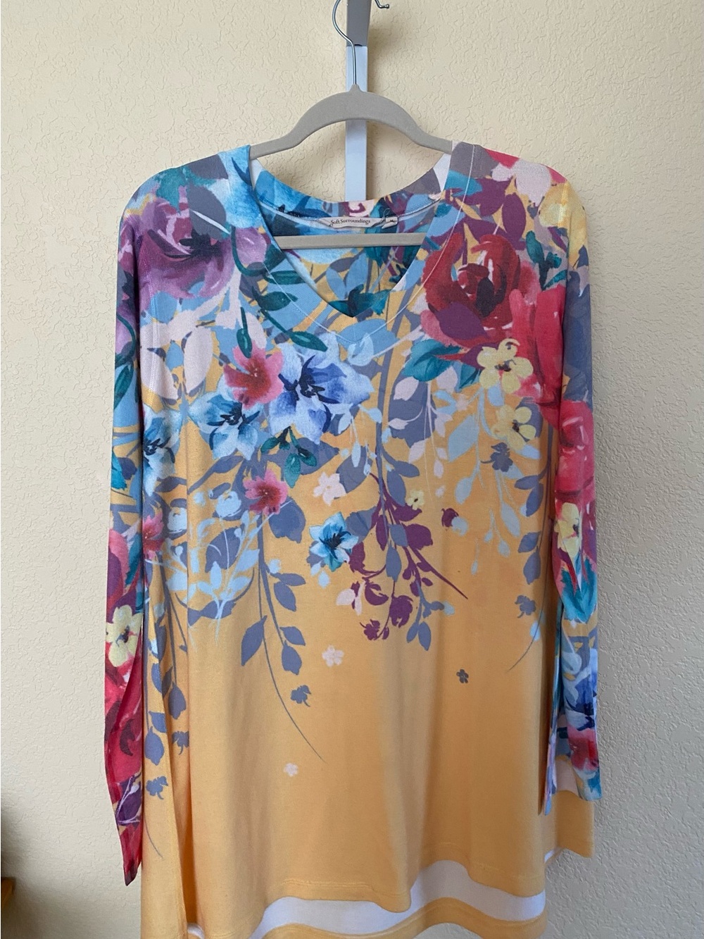 Soft Surroundings Floral V-Neck Top in Blue, Pink, Yellow, Green. Bundle 2 +